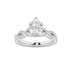 1.00 ctw Pear Lab-Grown Diamond Twisted Shank Engagement Ring in Platinum for Women | E Color, VS1 Clarity, Not Certified 0.75 ct Center Diamond