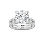 8.22 ctw Cushion Lab-Grown Diamond Double Row Diamond Engagement Ring in Platinum for Women | Colorless E, VS1 Clarity, IGI Certified 7.00 ct Center Diamond
