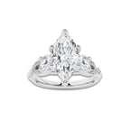 1.48 ctw Marquise Lab-Grown Diamond Side Stone Engagement Ring in Platinum for Women | Colorless E, VS1 Clarity, IGI Certified 1.00 ct Center Diamond