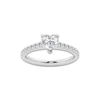 1.14 ctw Heart Lab-Grown Diamond Pave Engagement Ring in Platinum for Women | E Color, VS1 Clarity, IGI Certified 0.75 ct Center Diamond