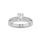1.69 ctw Emerald Lab-Grown Diamond Double Row Diamond Engagement Ring in Platinum for Women | Colorless E, VS1 Clarity, IGI Certified 1.00 ct Center Diamond