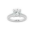 3.40 ctw Cushion Lab-Grown Diamond Pave Engagement Ring in 14K White Gold for Women | D Color, VVS1 Clarity, IGI Certified 3.00 ct Center Diamond