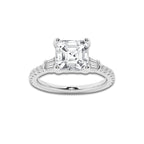 2 1/2 ctw Asscher Lab Grown Diamond Engagement Ring with Double Baguette Side Accents Platinum, D, VVS | 2 ct Center