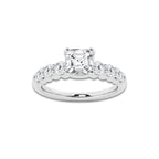 1.54 ctw Asscher Lab-Grown Diamond Side Stone Engagement Ring in 14K White Gold for Women | Colorless E, VS1 Clarity, IGI Certified 1.00 Ct Center Diamond