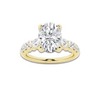 2.04 ctw Oval Lab-Grown Diamond Side Stone Engagement Ring in 14K Yellow Gold for Women | Colorless D, VVS1 Clarity, IGI Certified 1.50 Ct Center Diamond