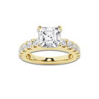 3.00 ctw Asscher Lab-Grown Diamond Split-Prong Set Side Stone Engagement Ring in 14K Yellow Gold for Women | Colorless D, VVS1 Clarity, IGI Certified 2.00 ct Center Diamond