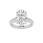 5.43 ctw Oval Lab-Grown Diamond Pave Engagement Ring in 14K White Gold for Women | D Color, VVS1 Clarity, IGI Certified 5.00 ct Center Diamond