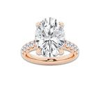 7.55 ctw Oval Lab-Grown Diamond Pave Engagement Ring in 14K Rose Gold for Women | D Color, VVS1 Clarity, IGI Certified 7.00 ct Center Diamond