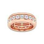 4 ctw Round Lab Grown Diamond Pave Set Eternity Band - 8.5mm Width 14K Rose Gold, DE, VS1