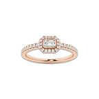 Whistle 1/3 ctw Emerald Lab Grown Diamond Halo Ring 14K Rose Gold, DE, VS1 | 1/7 ct Center