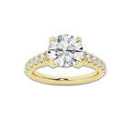2.40 ctw Round Lab-Grown Diamond Pave Engagement Ring in 14K Yellow Gold for Women | E Color, VS1 Clarity, IGI Certified 2.00 ct Center Diamond