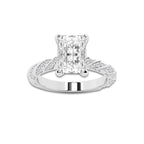 3.44 ctw Radiant Lab-Grown Diamond Twisted Band Engagement Ring in 14K White Gold for Women | Colorless E, VS1 Clarity, IGI Certified 3.00 ct Center Diamond