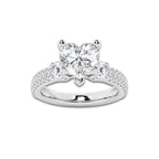 4.00 ctw Heart Lab-Grown Diamond Three Stone Double Row Engagement Ring in 14K White Gold for Women | D Color, VVS1 Clarity, IGI Certified 3.00 ct Center Diamond