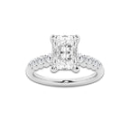 3.04 Ct Radiant Lab-Grown Diamond Half Eternity Engagement Ring in Platinum for Female, Colorless (D), VVS1 Clarity | IGI Certified, 2.50 Ct Center Diamond
