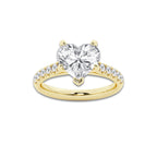 3.40 ctw Heart Lab-Grown Diamond Pave Engagement Ring in 14K Yellow Gold for Women | E Color, VS1 Clarity, IGI Certified 3.00 ct Center Diamond