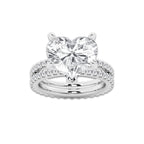 8.22 ctw Heart Lab-Grown Diamond Double Row Diamond Engagement Ring in Platinum for Women | Colorless E, VS1 Clarity, IGI Certified 7.00 ct Center Diamond