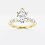 1.91 ctw Pear Lab-Grown Diamond Marquise Side Stone Engagement Ring in 14K Yellow Gold for Women | Colorless E, VS1 Clarity, IGI Certified 1.50 ct Center Diamond