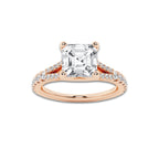 2.33 ctw Asscher Lab-Grown Diamond Split Shank Side Stone Engagement Ring in 14K Rose Gold for Women | Colorless D, VVS1 Clarity, IGI Certified 2.00 ct Center Diamond