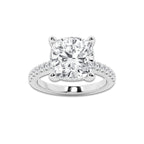 6.37 ctw Cushion Lab-Grown Diamond Hidden Halo Side Stone Engagement Ring in Platinum for Women | Colorless D, VVS1 Clarity, IGI Certified 6.00 ct Center Diamond