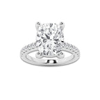 6.45 ctw Elongated Cushion Lab-Grown Diamond Hidden Halo Side Stone Engagement Ring in 18K White Gold for Women | Colorless D, VVS1 Clarity, IGI Certified 6.00 ct Center Diamond
