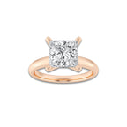 2.00 ctw Princess Lab-Grown Diamond Minimalist Engagement Ring in 14K Rose Gold for Women | D Color, VVS1 Clarity, IGI Certified