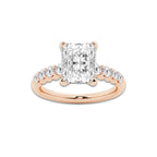 4.16 ctw Radiant Lab-Grown Diamond Side Stone Engagement Ring in 14K Rose Gold for Women | Colorless D, VVS1 Clarity, IGI Certified 3.50 Ct Center Diamond