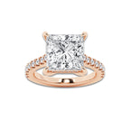 4.35 ctw Princess Lab-Grown Diamond Hidden Halo Side Stone Engagement Ring in 18K Rose Gold for Women | Colorless D, VVS1 Clarity, IGI Certified 4.00 ct Center Diamond