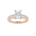 1.54 ctw Radiant Lab-Grown Diamond Side Stone Engagement Ring in 14K Rose Gold for Women | Colorless D, VVS1 Clarity, IGI Certified 1.00 Ct Center Diamond