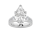 6.96 ctw Pear Lab-Grown Diamond Three Stone Double Row Engagement Ring in Platinum for Women | E Color, VS1 Clarity, IGI Certified 6.00 ct Center Diamond