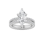 3.39 ctw Marquise Lab-Grown Diamond Double Row Diamond Engagement Ring in 14K White Gold for Women | Colorless D, VVS1 Clarity, IGI Certified 2.50 ct Center Diamond