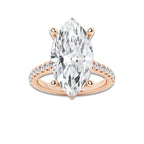 8.46 ctw Marquise Lab-Grown Diamond Hidden Halo Side Stone Engagement Ring in 18K Rose Gold for Women | Colorless D, VVS1 Clarity, IGI Certified 8.00 ct Center Diamond