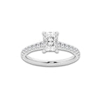 1.39 ctw Radiant Lab-Grown Diamond Pave Engagement Ring in 14K White Gold for Women | E Color, VS1 Clarity, IGI Certified 1.00 ct Center Diamond
