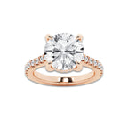 4.35 ctw Round Lab-Grown Diamond Hidden Halo Side Stone Engagement Ring in 18K Rose Gold for Women | Colorless E, VS1 Clarity, IGI Certified 4.00 ct Center Diamond