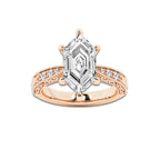 Wilhelmina 2 ctw Dutch Marquise Lab Grown Diamond Vintage Side Stone Engagement Ring 14K Rose Gold, EF, VS2 | IGI Certified, 2 ct Center