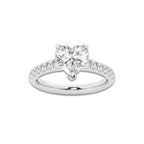 2.41 ctw Heart Lab-Grown Diamond Pave Engagement Ring in Platinum for Women | D Color, VVS1 Clarity, IGI Certified 2.00 ct Center Diamond