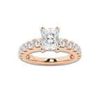 2.00 ctw Radiant Lab-Grown Diamond Split-Prong Set Side Stone Engagement Ring in 14K Rose Gold for Women | Colorless D, VVS1 Clarity, IGI Certified 1.00 ct Center Diamond