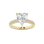 2.77 ctw Heart Lab-Grown Diamond Hidden Halo Side Stone Engagement Ring in 18K Yellow Gold for Women | Colorless D, VVS1 Clarity, IGI Certified 2.50 ct Center Diamond