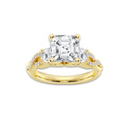 3.60 ctw Asscher Lab-Grown Diamond Side Stone Engagement Ring in 14K Yellow Gold for Women | Colorless E, VS1 Clarity, IGI Certified 3.00 ct Center Diamond