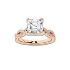 2.25 ctw Asscher Lab-Grown Diamond Twisted Shank Engagement Ring in 14K Rose Gold for Women | D Color, VVS1 Clarity, IGI Certified 2.00 ct Center Diamond