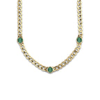 8 mm Round Cut Lab Grown Emerald Necklace 14K Yellow Gold