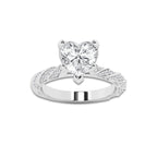 6.42 ctw Heart Lab-Grown Diamond Twisted Band Engagement Ring in Platinum for Women | Colorless E, VS1 Clarity, IGI Certified 6.00 ct Center Diamond