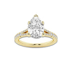 8.66 ctw Pear Lab-Grown Diamond Split Shank Side Stone Engagement Ring in 14K Yellow Gold for Women | Colorless D, VVS1 Clarity, IGI Certified 8.00 ct Center Diamond