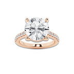 6.40 ctw Round Lab-Grown Diamond Hidden Halo Side Stone Engagement Ring in 18K Rose Gold for Women | Colorless D, VVS1 Clarity, IGI Certified 6.00 ct Center Diamond