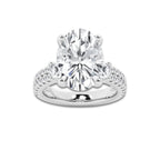 7.96 ctw Oval Lab-Grown Diamond Three Stone Double Row Engagement Ring in 14K White Gold for Women | E Color, VS1 Clarity, IGI Certified 7.00 ct Center Diamond