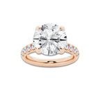 7.55 ctw Round Lab-Grown Diamond Pave Engagement Ring in 14K Rose Gold for Women | D Color, VVS1 Clarity, IGI Certified 7.00 ct Center Diamond