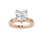 7.29 ctw Heart Lab-Grown Diamond Twisted Shank Engagement Ring in 14K Rose Gold for Women | D Color, VVS1 Clarity, IGI Certified 7.00 ct Center Diamond