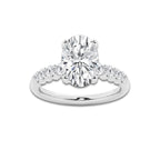 3.54 Ct Oval Lab-Grown Diamond Half Eternity Engagement Ring in Platinum for Female, Colorless (D), VVS1 Clarity | IGI Certified, 3.00 Ct Center Diamond