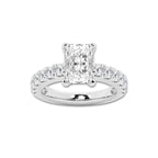 3.50 ctw Radiant Lab-Grown Diamond Split-Prong Set Side Stone Engagement Ring in Platinum for Women | Colorless E, VS1 Clarity, IGI Certified 2.50 ct Center Diamond