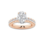 3.50 ctw Oval Lab-Grown Diamond Split-Prong Set Side Stone Engagement Ring in 14K Rose Gold for Women | Colorless D, VVS1 Clarity, IGI Certified 2.50 ct Center Diamond