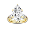 7.96 ctw Marquise Lab-Grown Diamond Three Stone Double Row Engagement Ring in 14K Yellow Gold for Women | E Color, VS1 Clarity, IGI Certified 7.00 ct Center Diamond